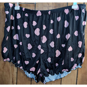 New Black Pajama Shorts Plus Size 5XL XXXXX‎ Pink Hearts Ruffles Sleep Leisure